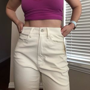 Danielle Bernstein high-waist croc-embossed flare pants